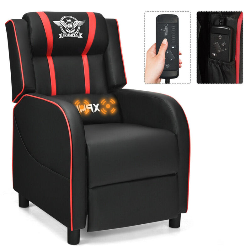 Massage Gaming Recliner PU Leather With Footrest 8 Modes