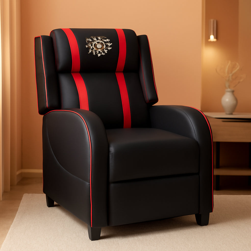 Massage Gaming Recliner PU Leather With Footrest 8 Modes