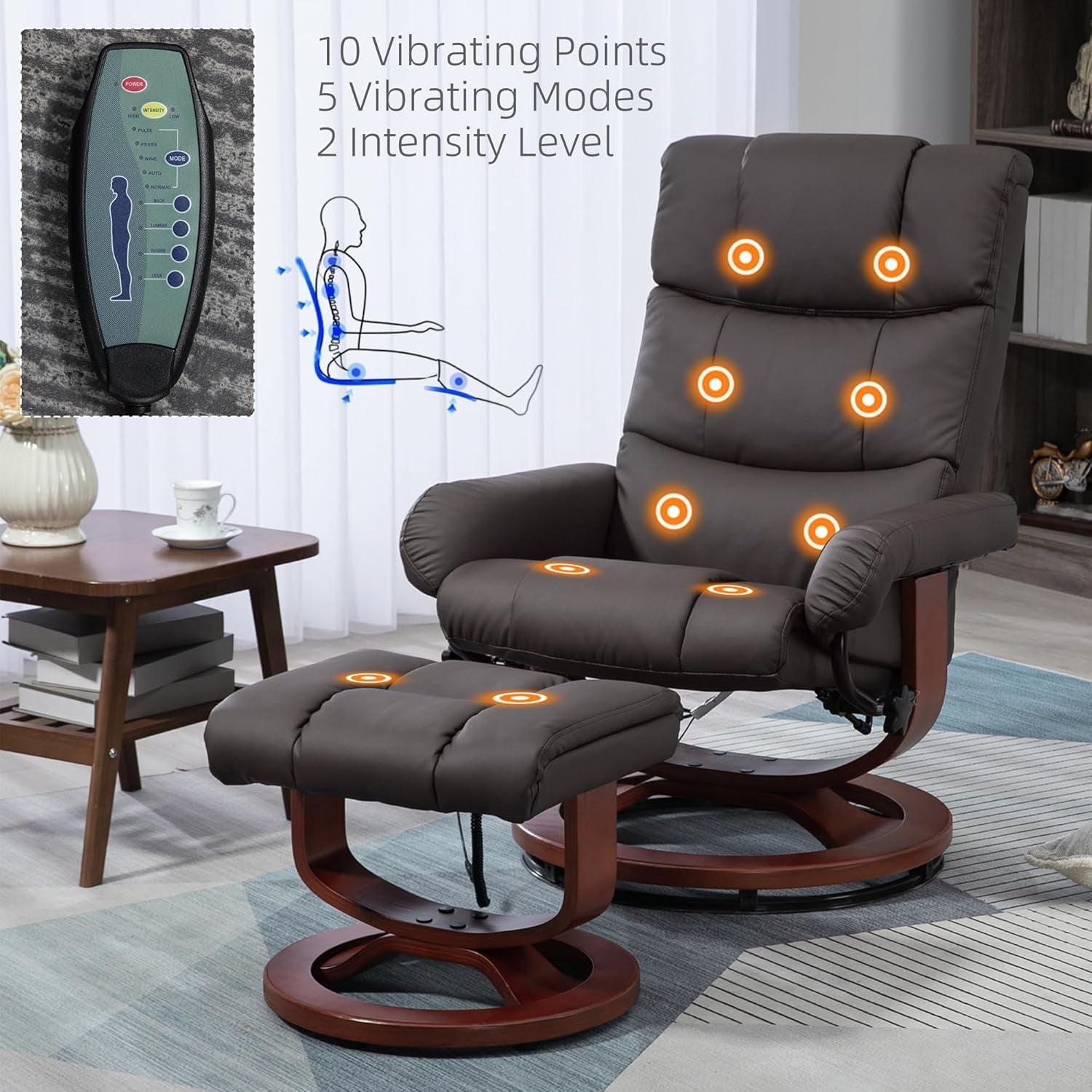 Massage Recliner Chair With Ottoman And Remote Control