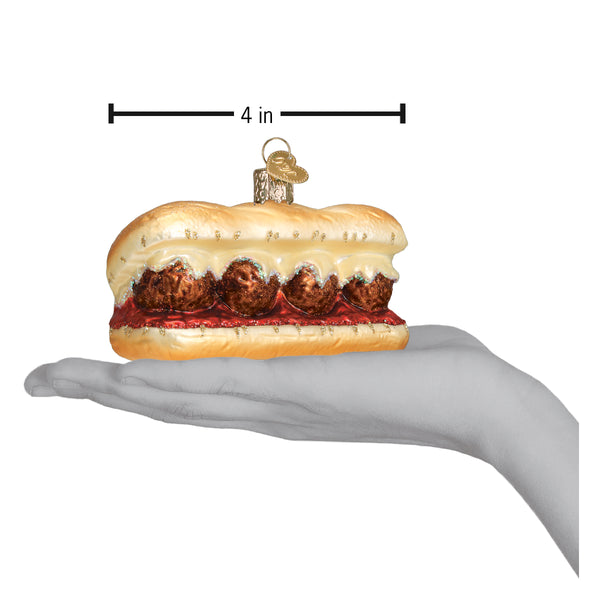 Meatball Sandwich Glass Ornament