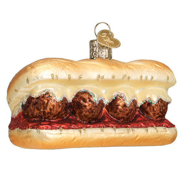Meatball Sandwich Glass Ornament