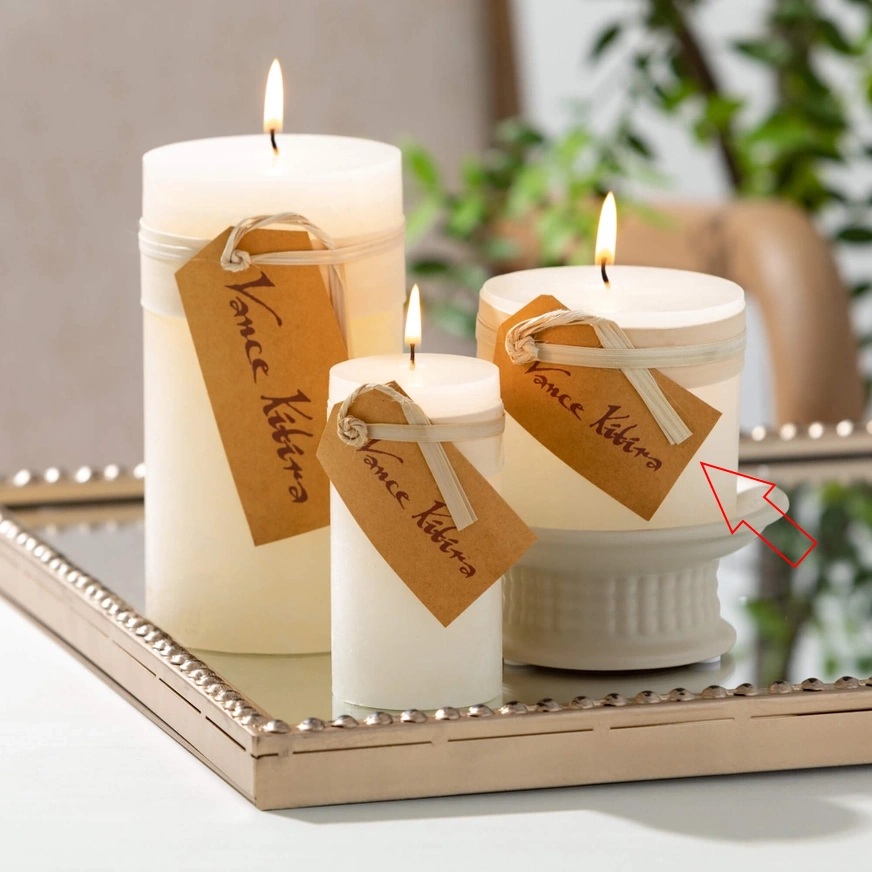 Melon White Timber Pillar Candle - 3 x 3.25