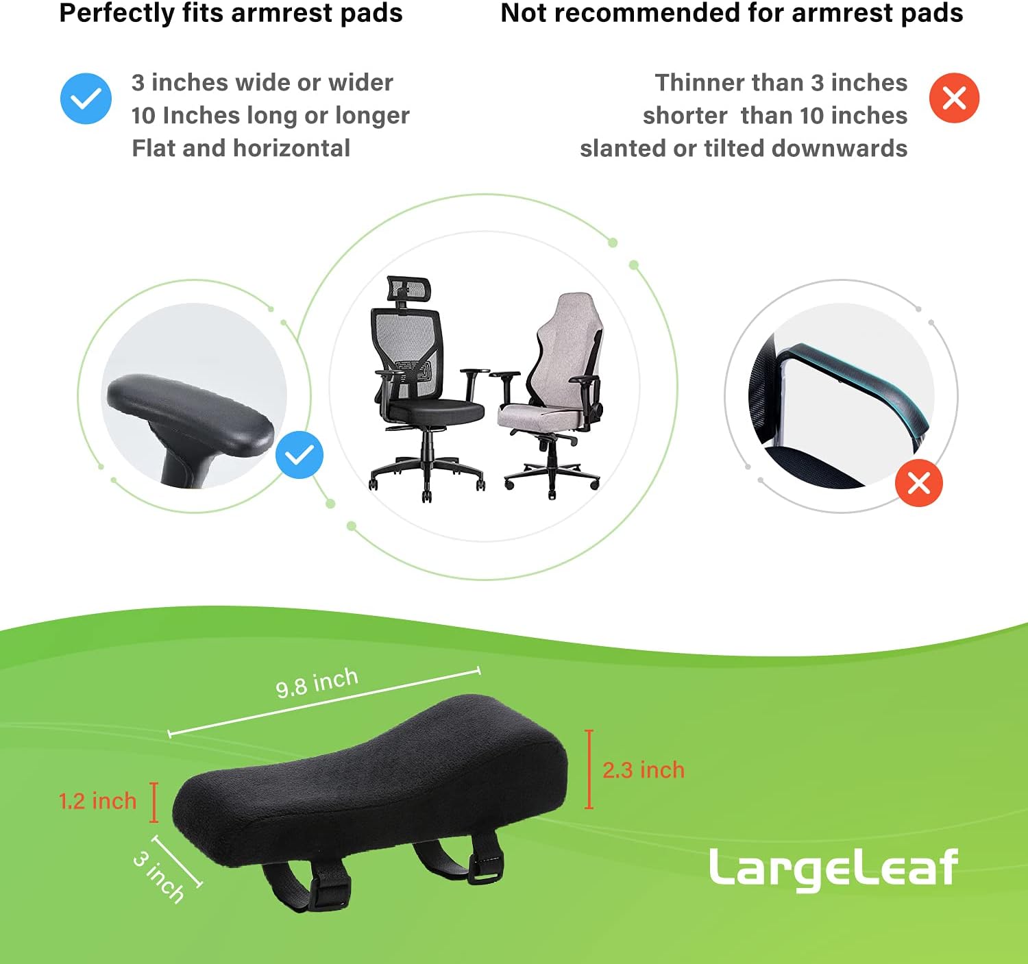 Memory Foam Armrest Pads Rectangle