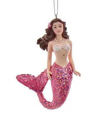 Mermaid With Glittered Tail Ornament - Pink