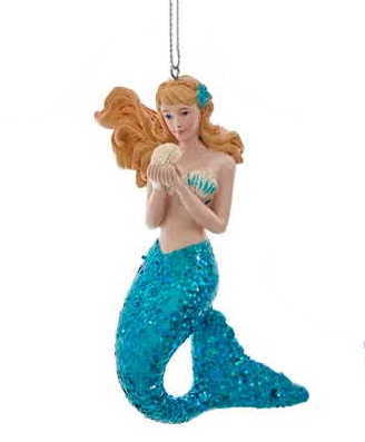 Mermaid With Glittered Tail Ornament - Sea Green