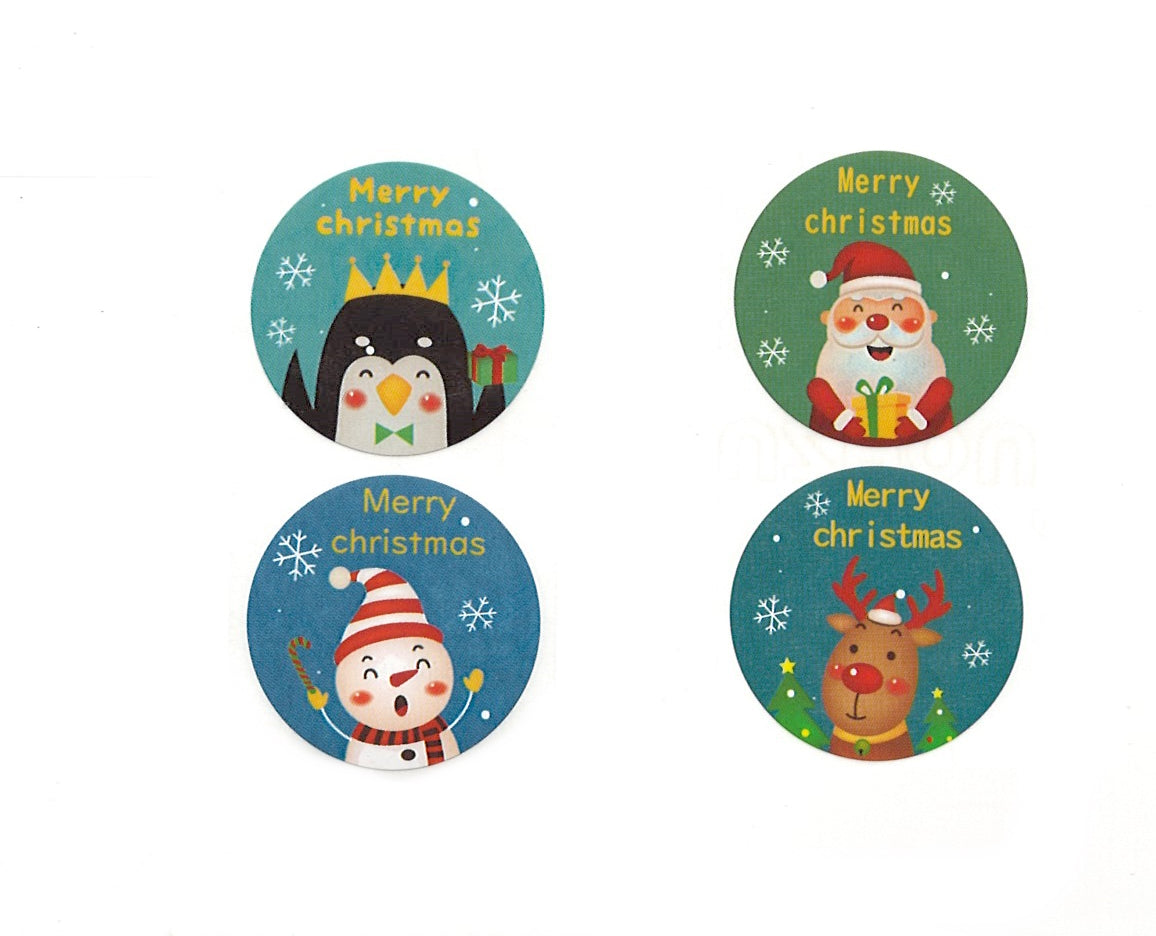 Merry Christmas Stickers - 1 inch - Set of 50