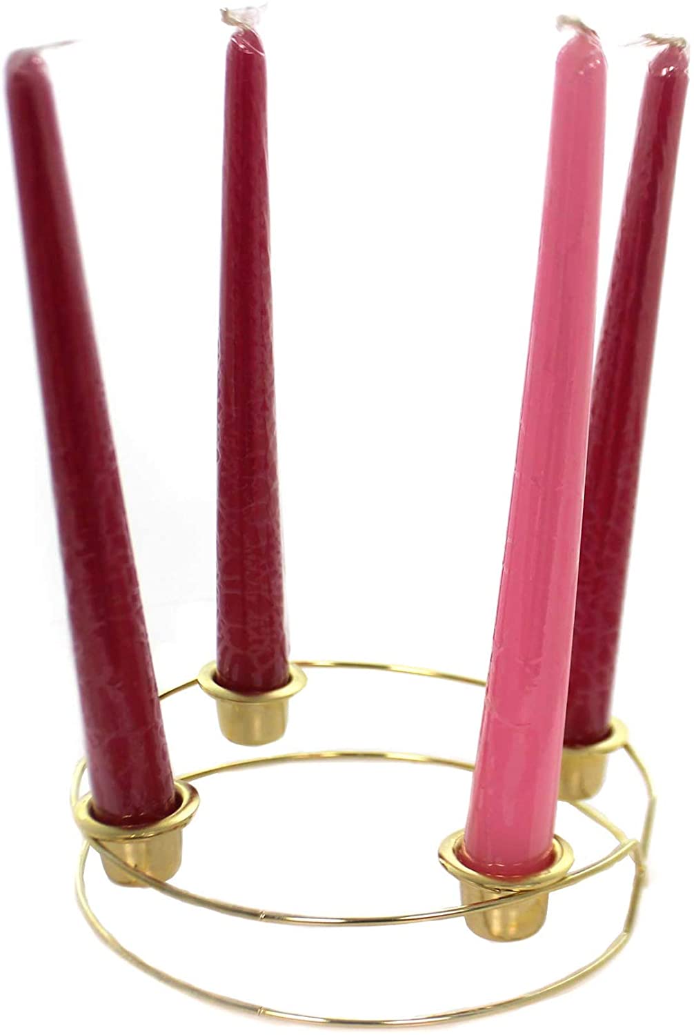 Metal 6.5 inch Advent wreath holder with candles