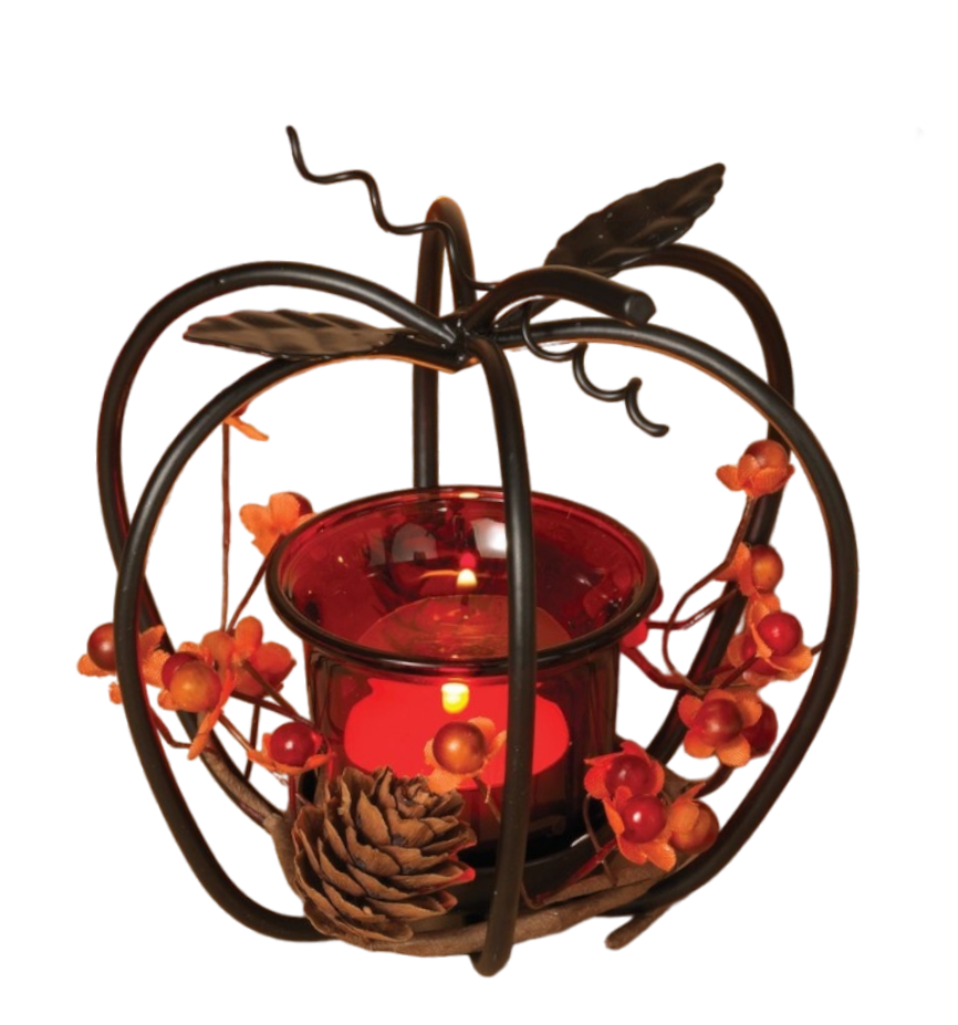 Metal Apple with Glass Candle Holder