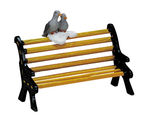 Metal Bench with Perched Pigeons