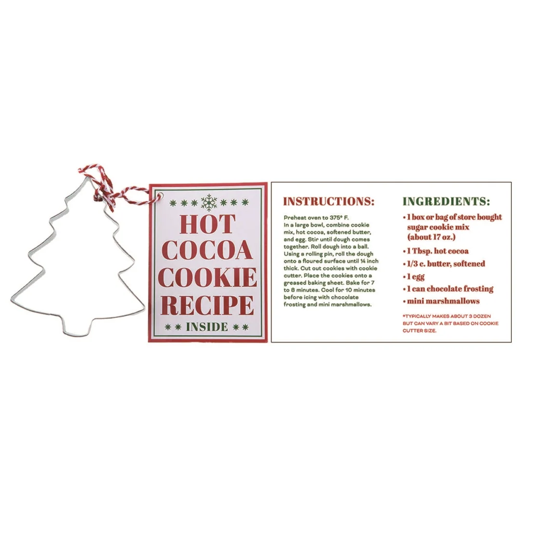 Metal Cookie Cutter with Recipe - Tree