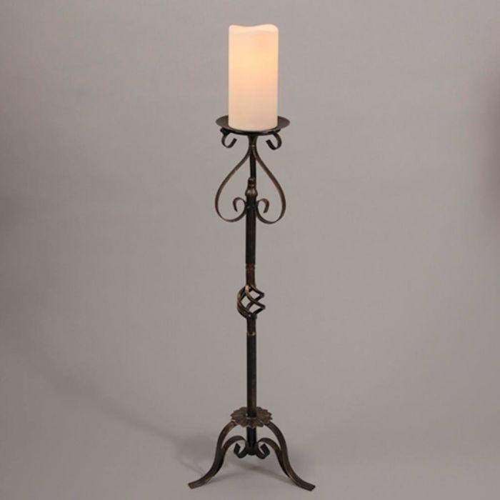 Metal Stand With 3X6 Led Candle - Black/Gold 33.5"