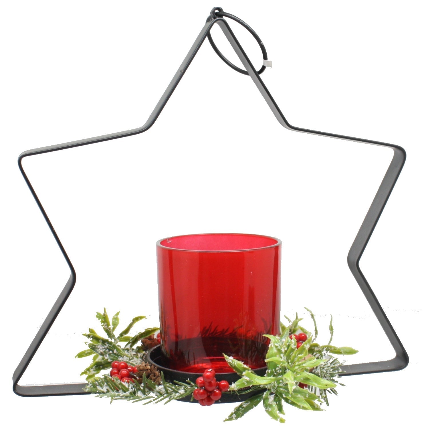 Metal Star with Glass Candle Holder -