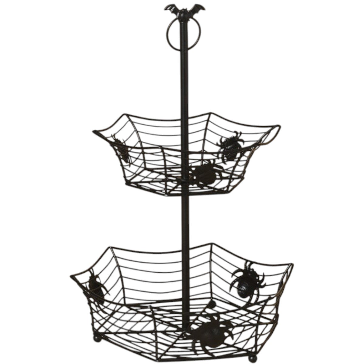 Metal Two Tier Spider Web Tray - 17 Inches tall