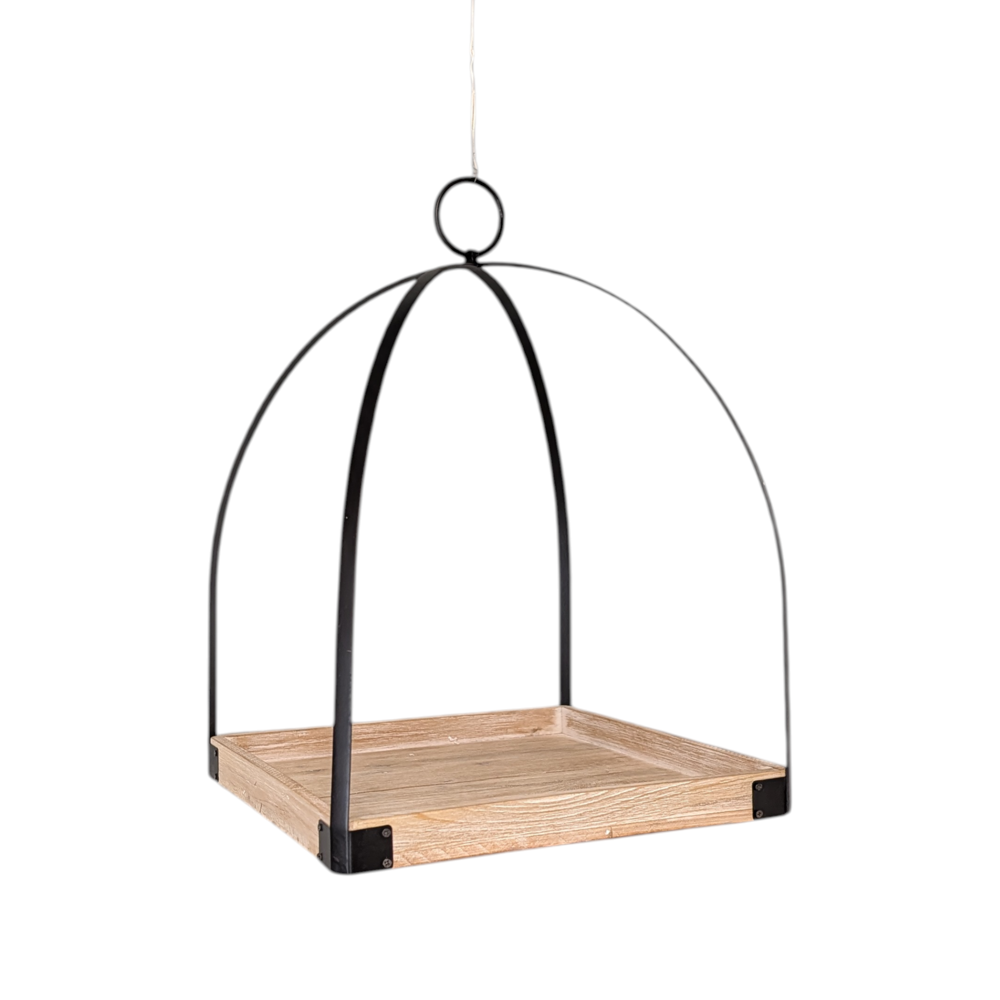 Metal and Mango Wood Lantern Set – Set of Two
