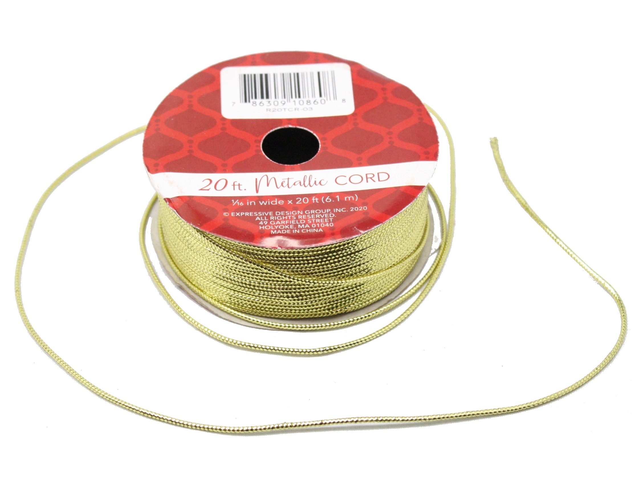 Metallic 20 Foot Wrapping Cord - Gold