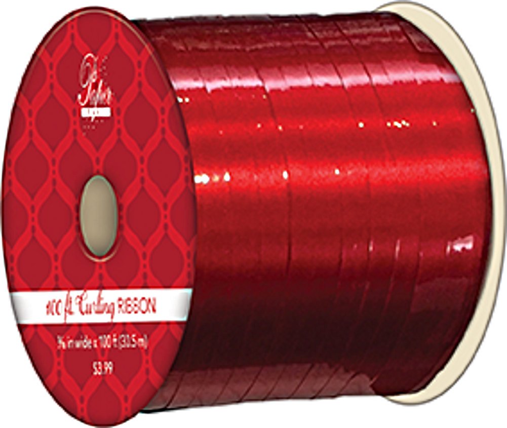 Metallic Style Curling Ribbon -3/16 inch X 100 Feet - Shiny Red