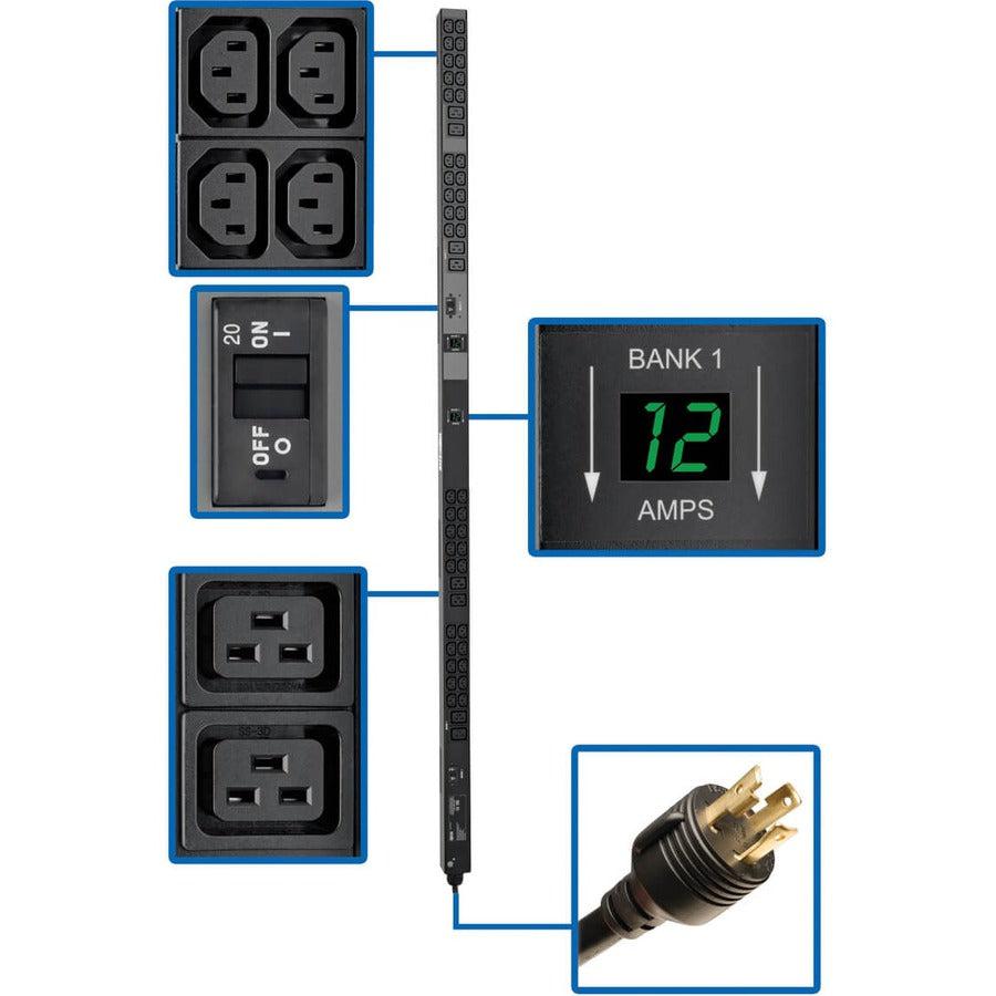Metered Power Distribution Unit - 5.8kW Single-Phase PDU with 48 Outlets | Tripp Lite by Eaton PDUMV30HV2