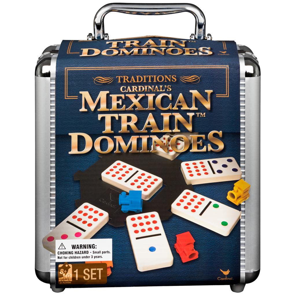 Mexican Train Dominoes Game in Aluminum Carry Case