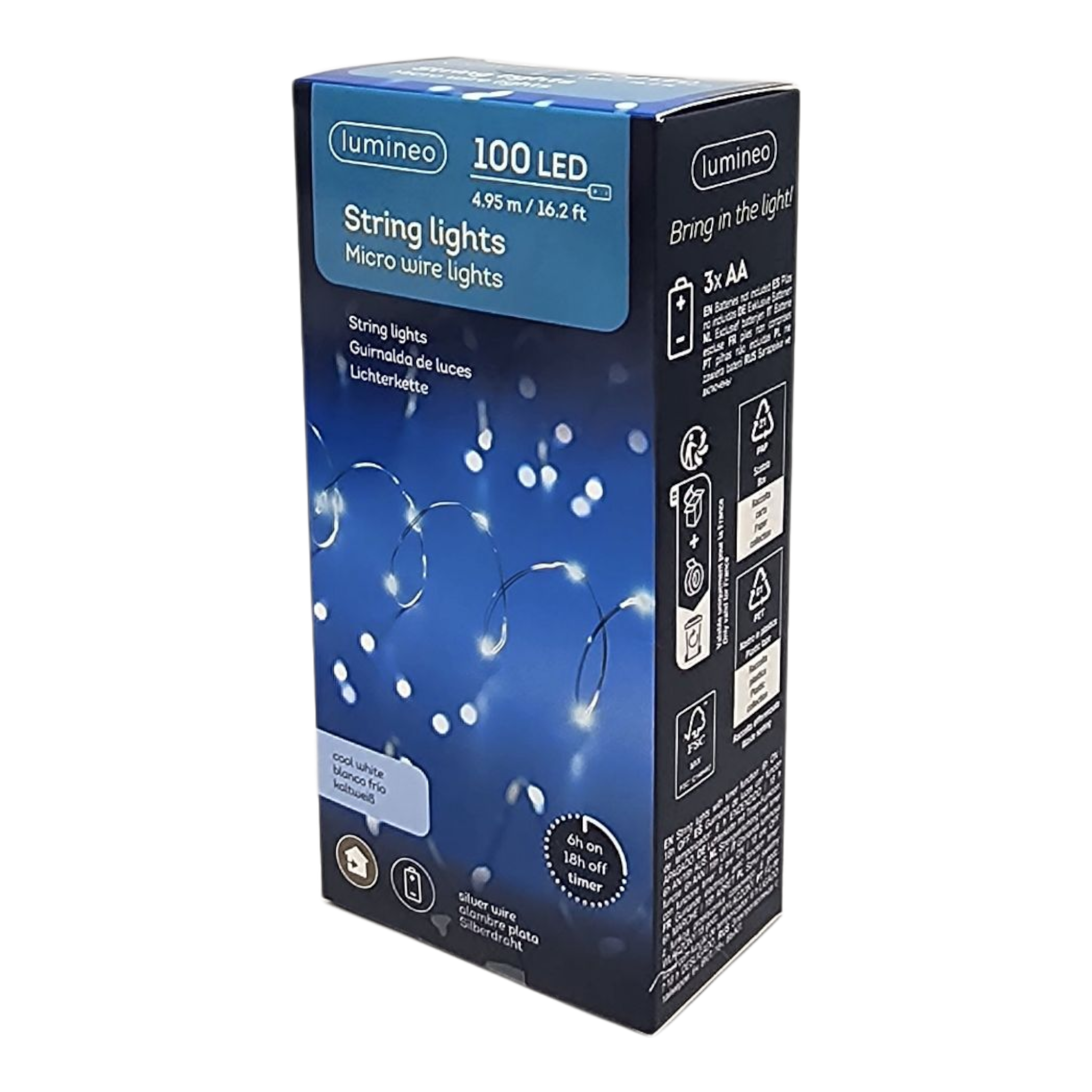 Micro Wire String Lights - 100 LED - Cool White - Silver Wire