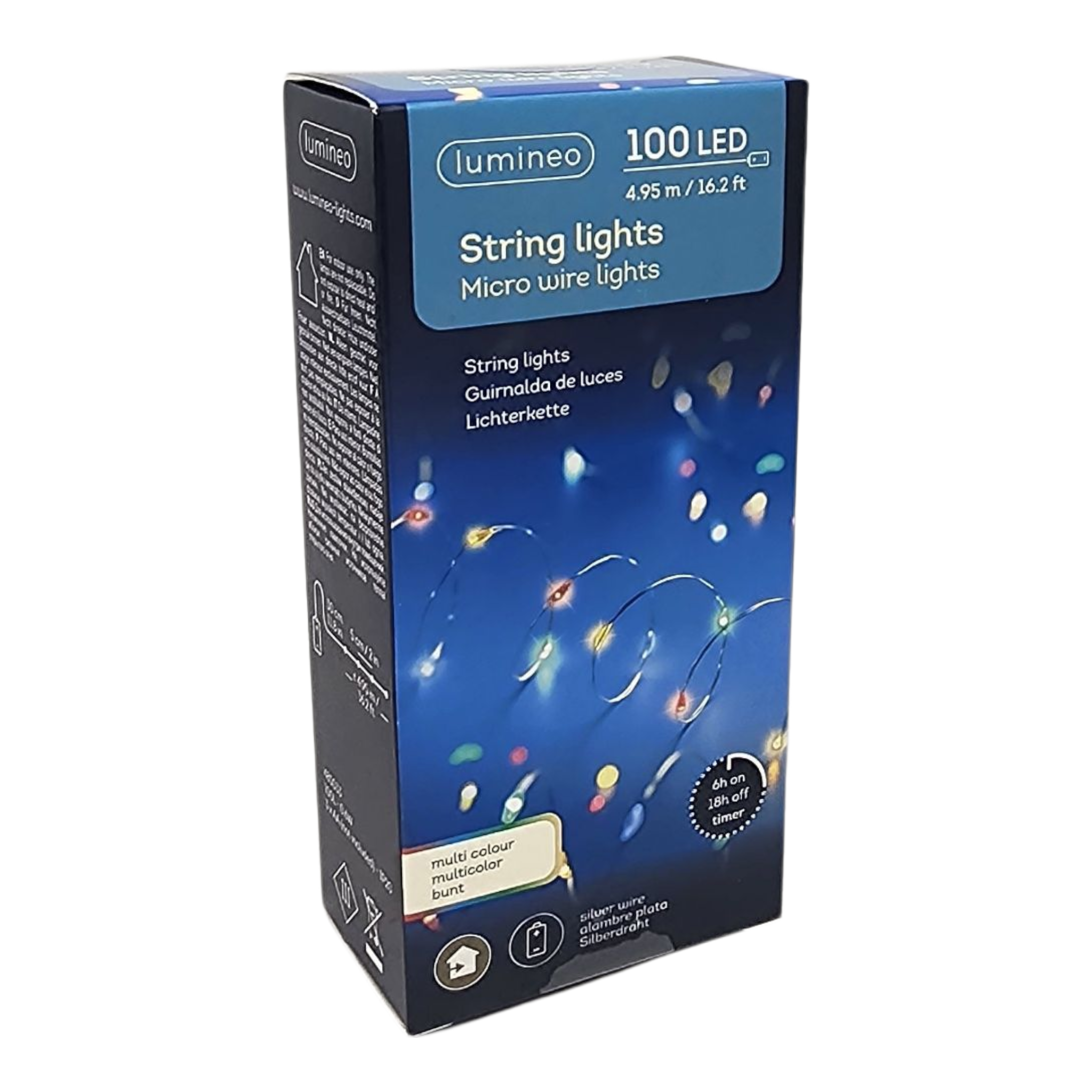 Micro Wire String Lights - 100 LED - Multicolor - Silver Wire