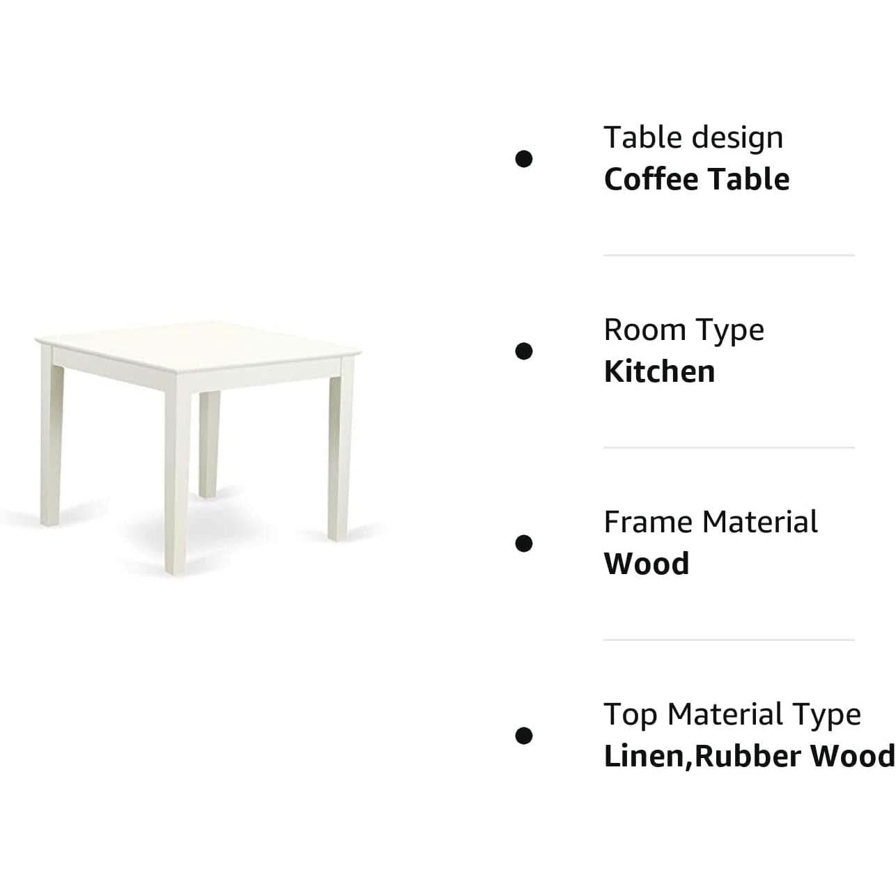 Mid Century Dining Table White Square Tabletop Solid