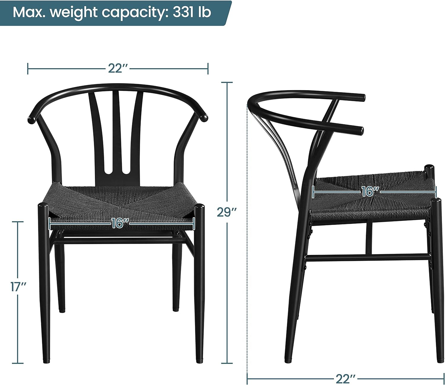 Mid Century Modern Rattan Dining Chair Set Of 2 Black