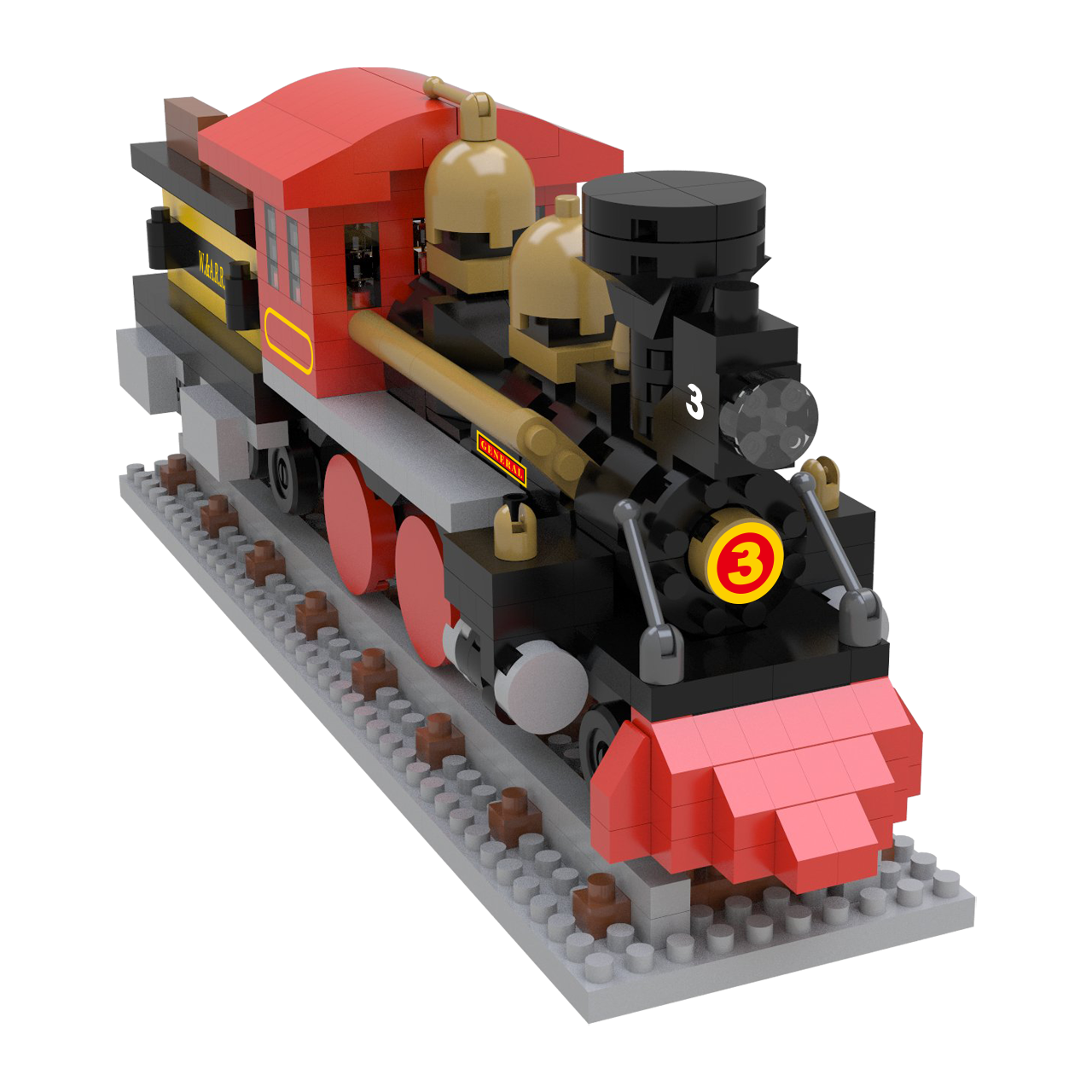 Mini Building Blocks - 4-4-0 Steam Locomotive