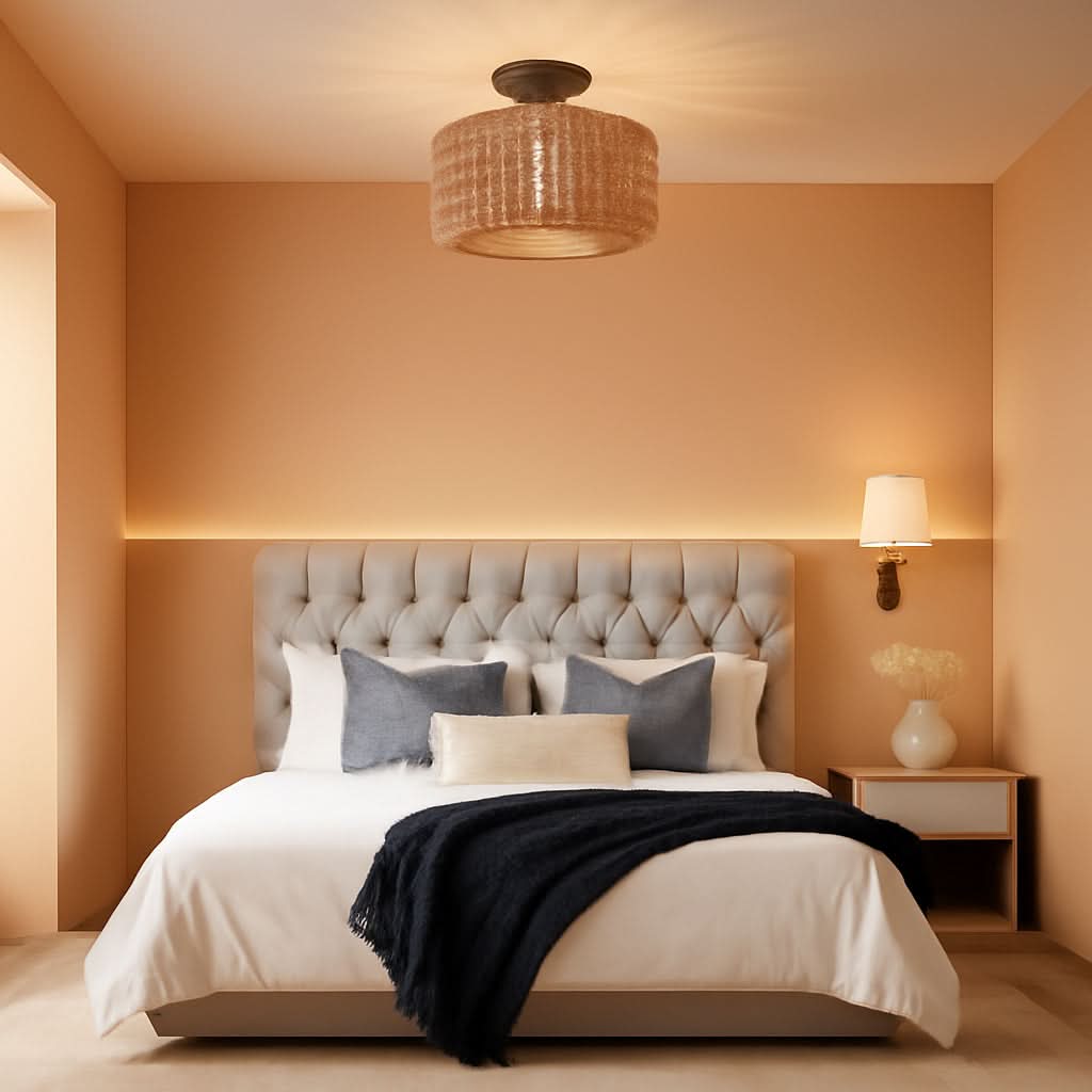 Mini Rattan Ceiling Light Fixture With Dimmable LED Bulb