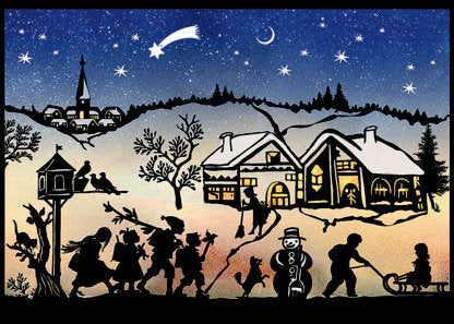 Miniature Silhouette Advent Calendar Card - Blue