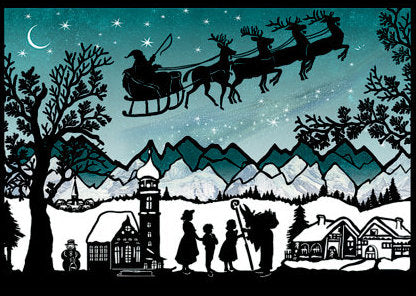 Miniature Silhouette Advent Calendar Card - Cyan