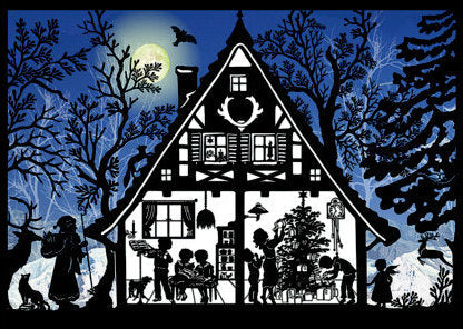 Miniature Silhouette Advent Calendar Card - Navy