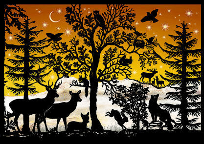 Miniature Silhouette Advent Calendar Card - Orange