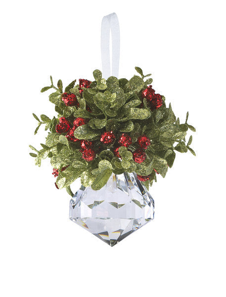 Mistletoe Red Berry Acrylic Gem Ornament -