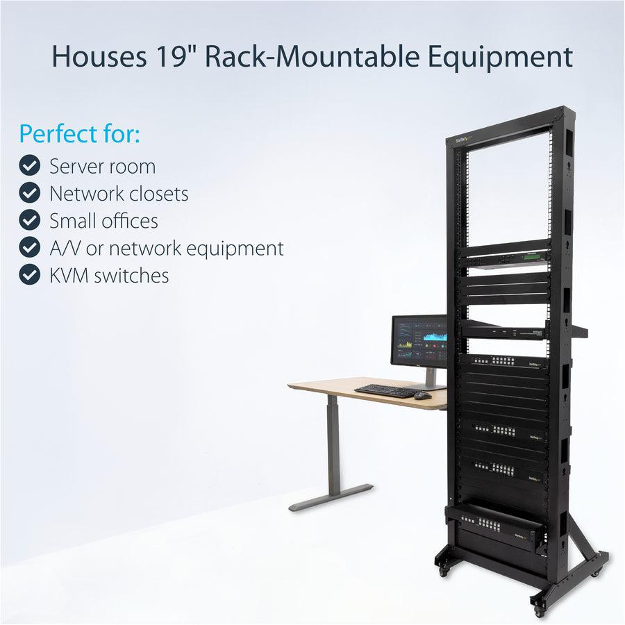Mobile Open Frame Server Rack 42U Two Post - StarTech Network Rack | TecISoft 2POSTRACK42