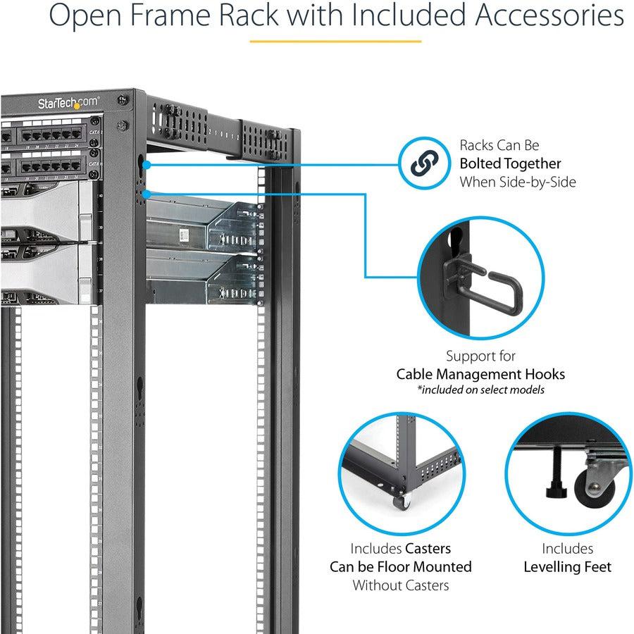 Mobile Server Rack 25U - 4-Post Open Frame Data Center Solution | StarTech.com 4POSTRACK25U
