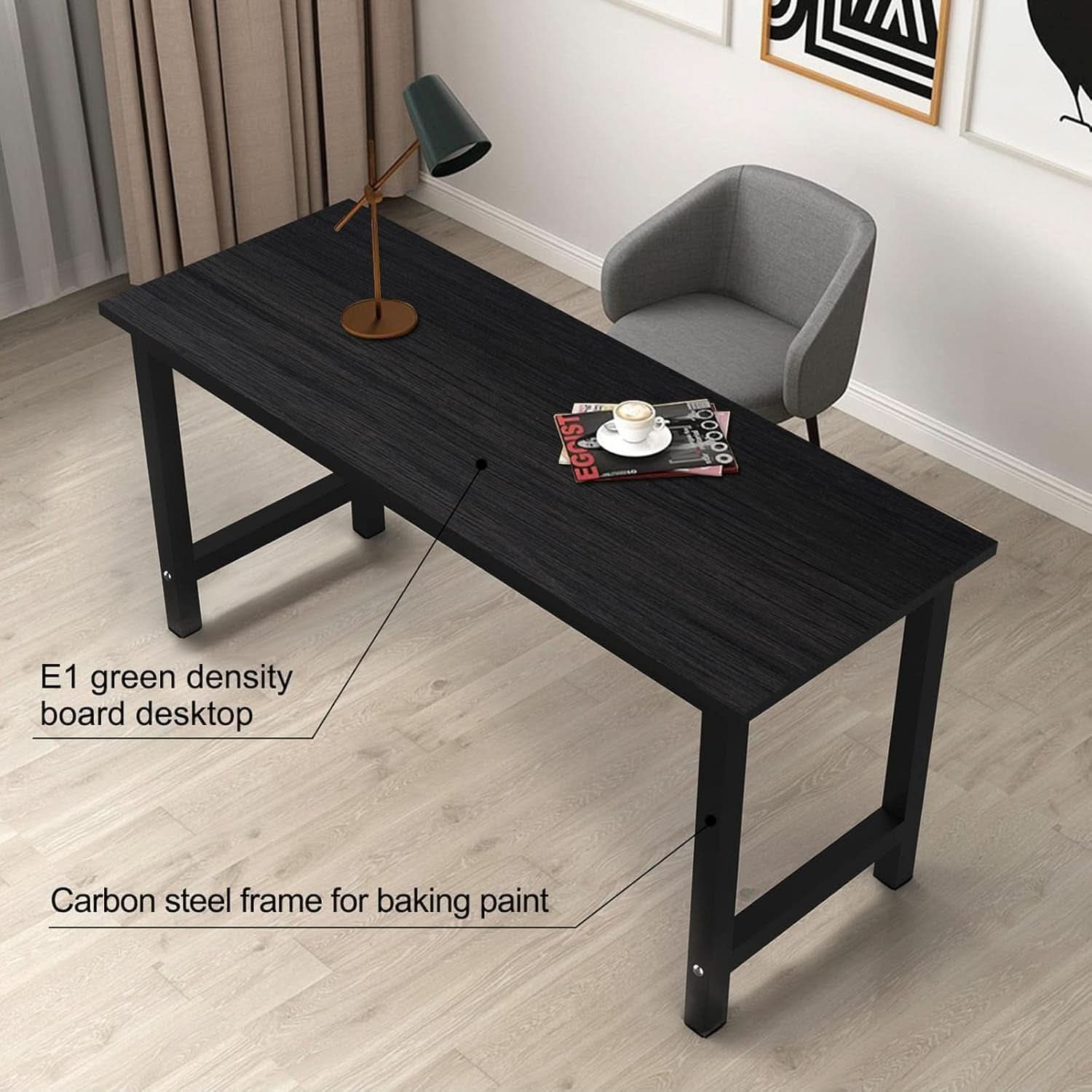 Modern 63 Inch Computer Desk with Sturdy Metal Frame