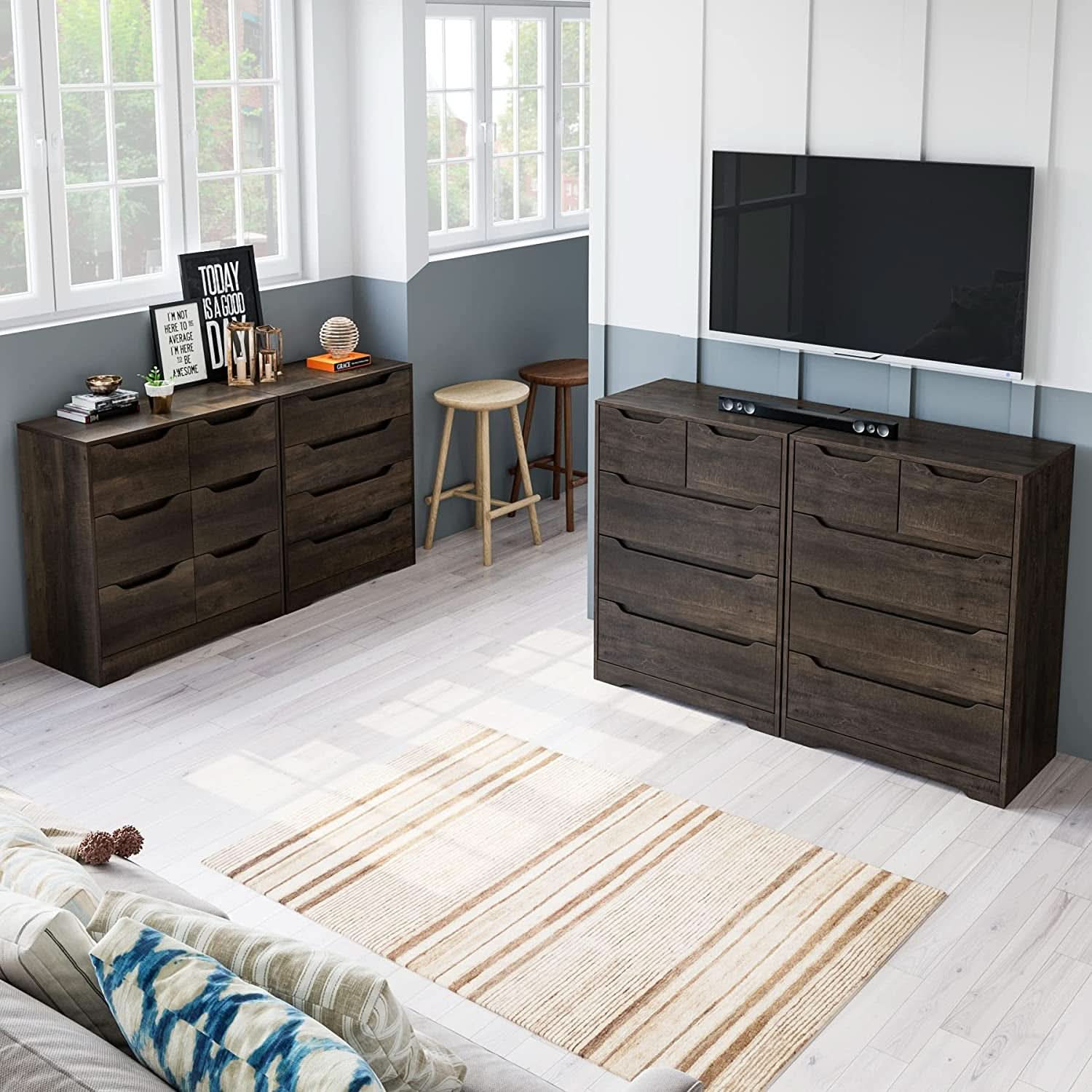 Modern Dark Brown 5 Drawer Clothing Organizer For Bedroom