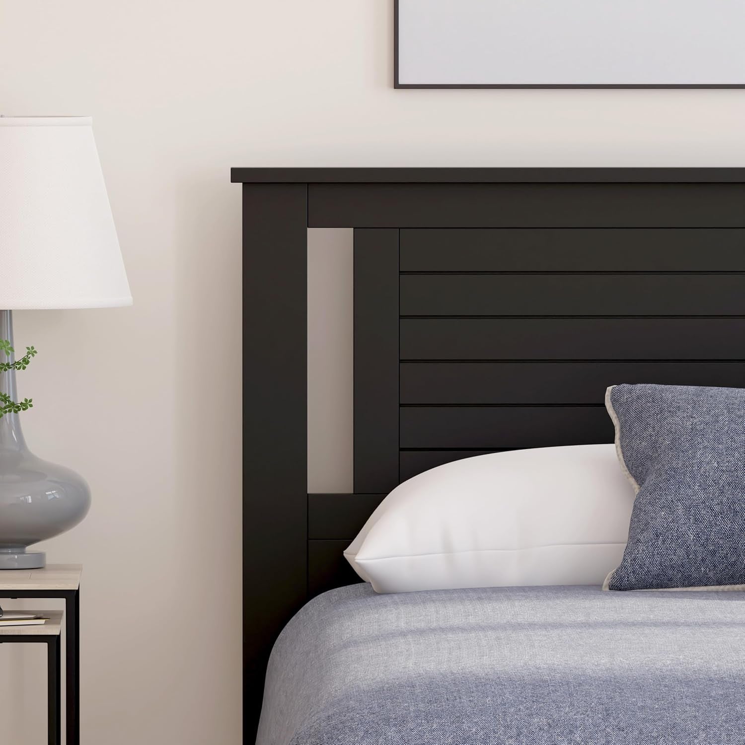 Modern Farmhouse Queen Headboard in Black with Scoring