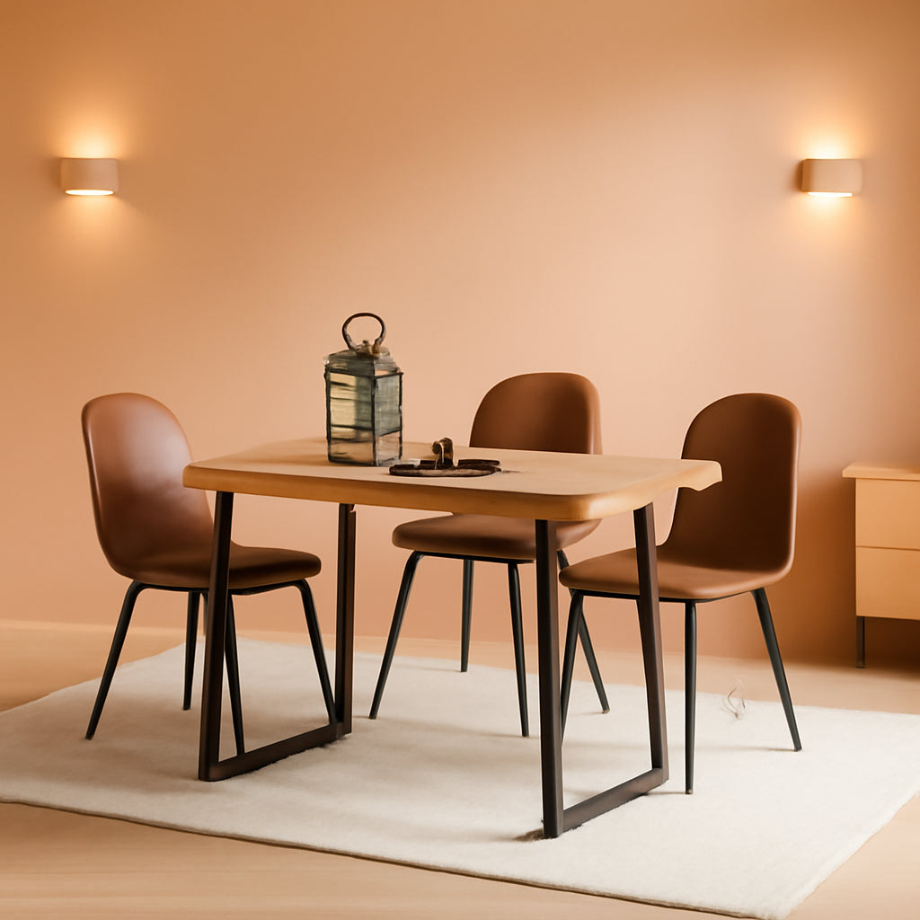 Modern Farmhouse Wood Dining Table Set For 4 To 6 Guests