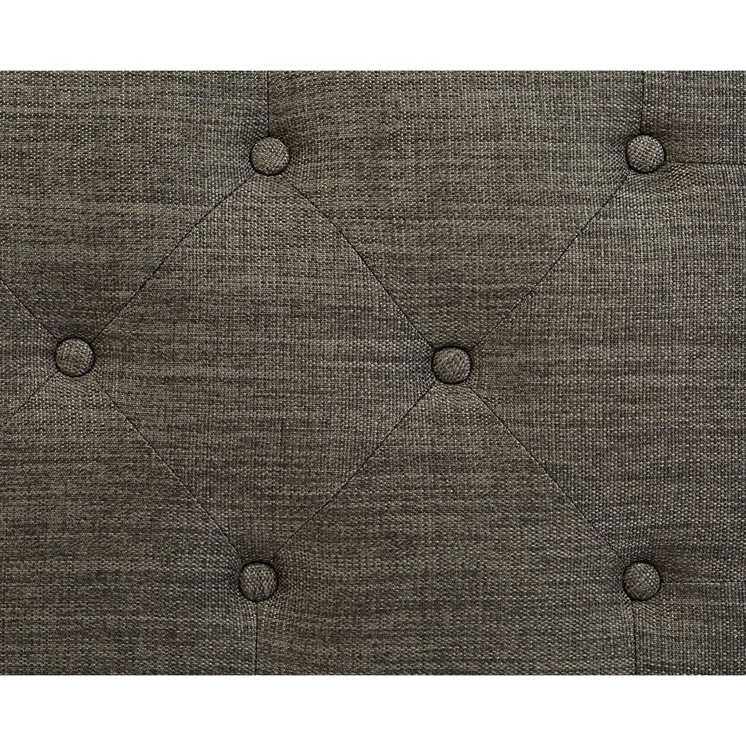 Modern Gray Linen Ottoman With Hidden Storage For Living Room