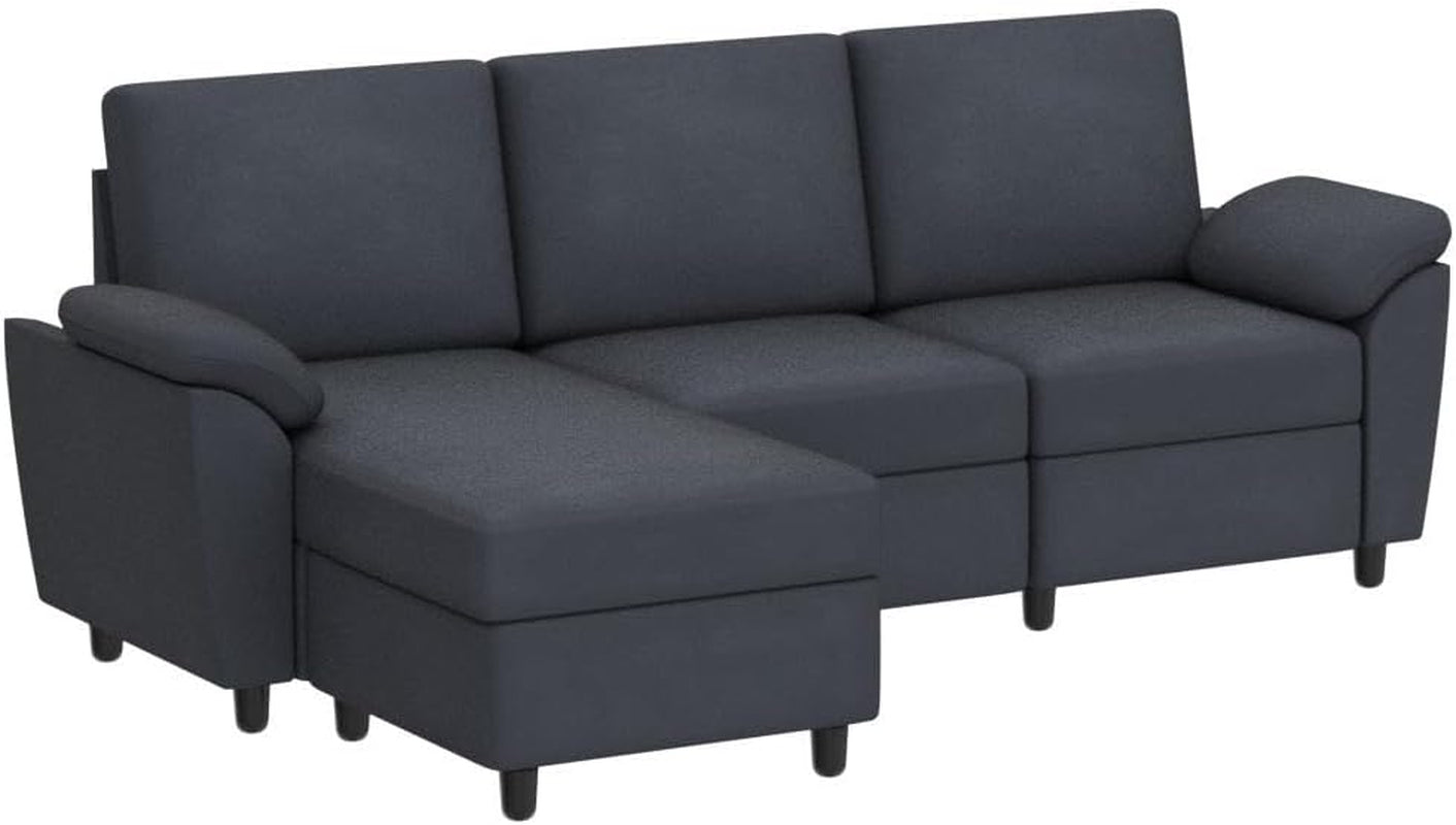 Modern Gray Linen Sectional Sofa For Living Room Set