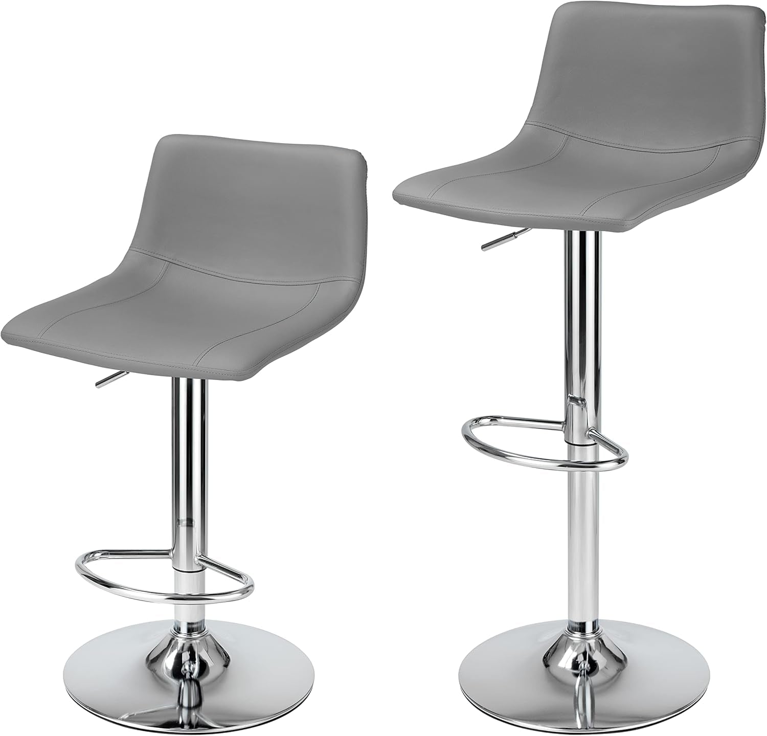 Modern Grey PU Leather Swivel Bar Stools Set
