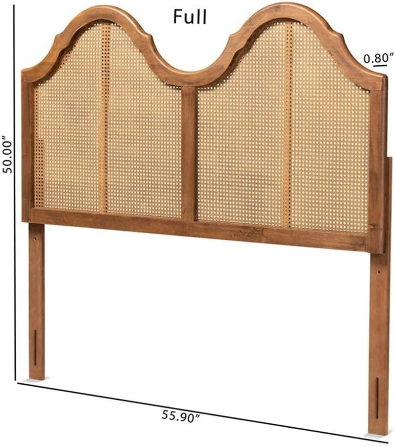 Modern Rattan Queen Size Arched Headboard with Scalloped Design