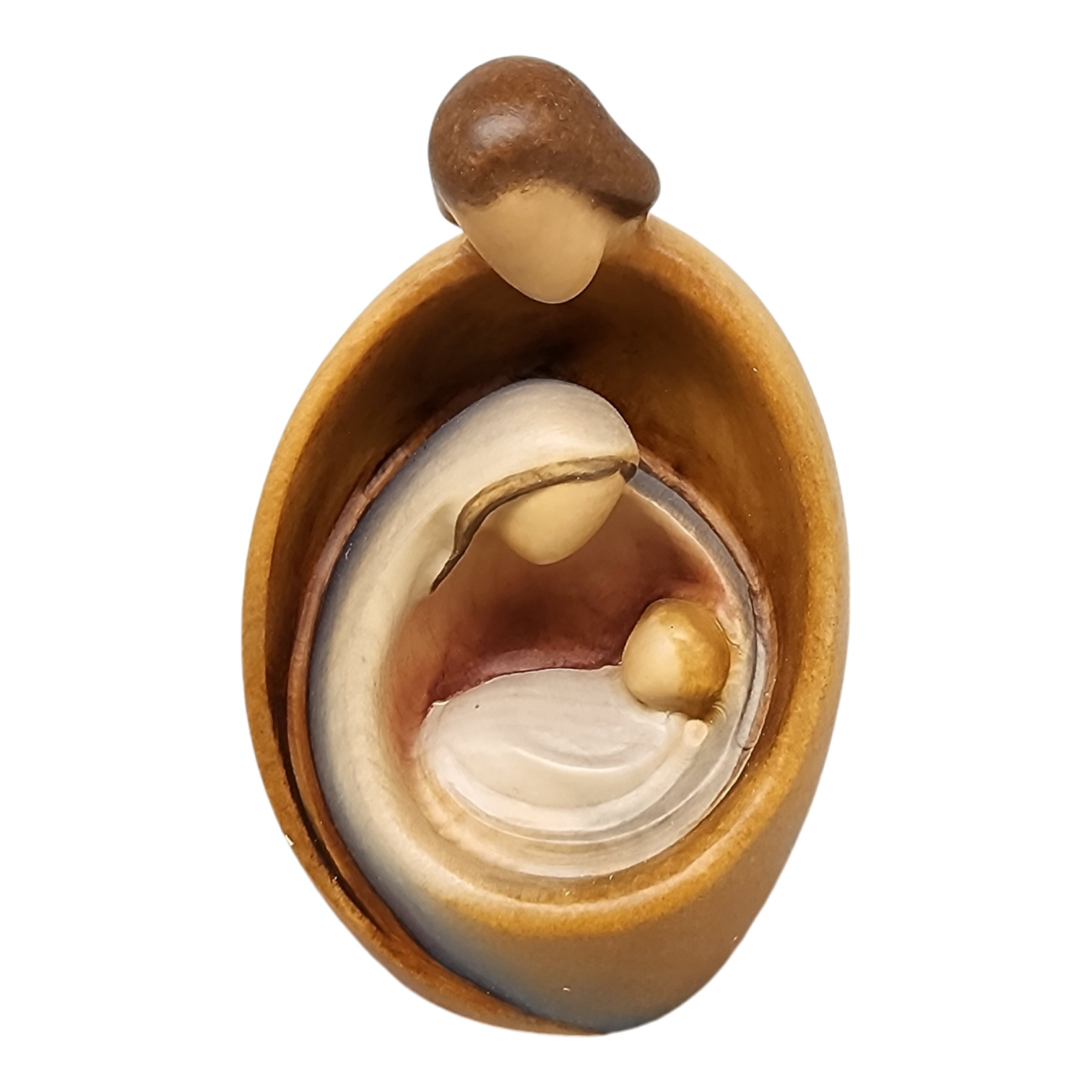 Modern Style Holy Family Carved Nativity - Color - 4.5 Inch