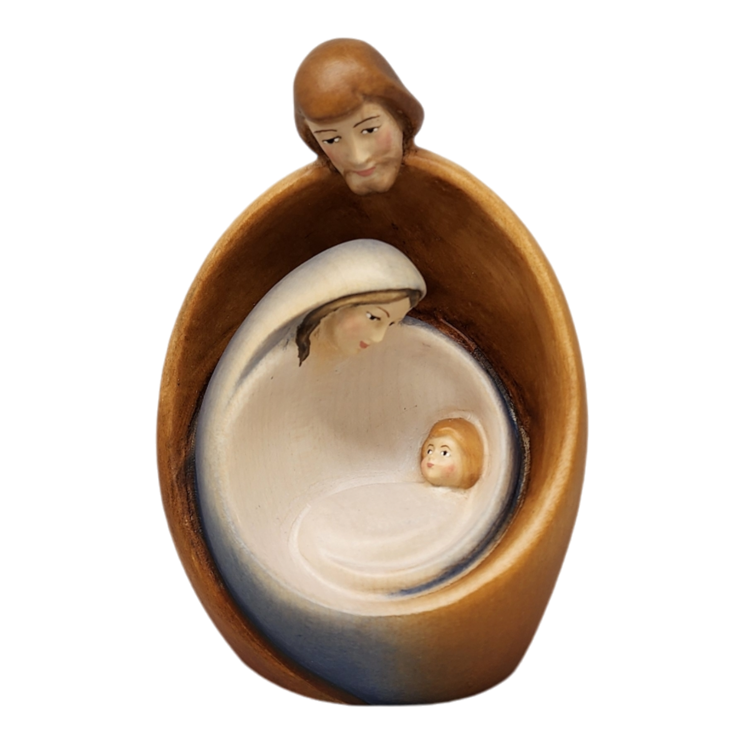 Modern Style Holy Family Carved Nativity - Color - 6 Inch - with Faces