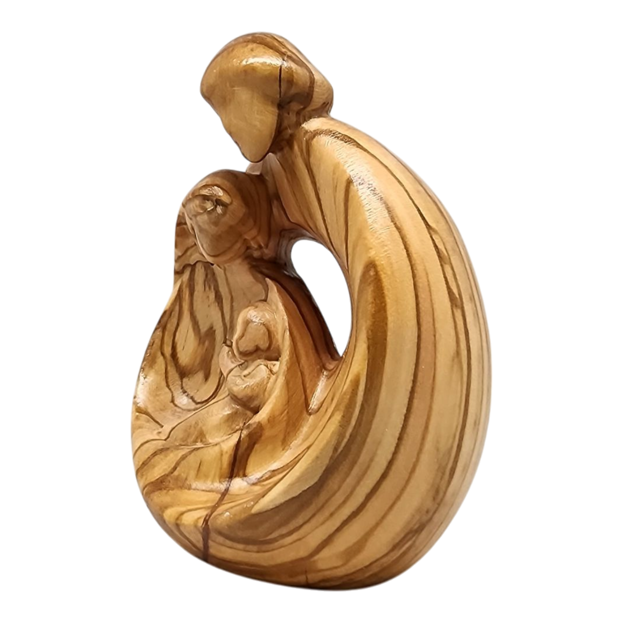 Modern Style Holy Family Carved Nativity - Olive Wood - 4 Inch