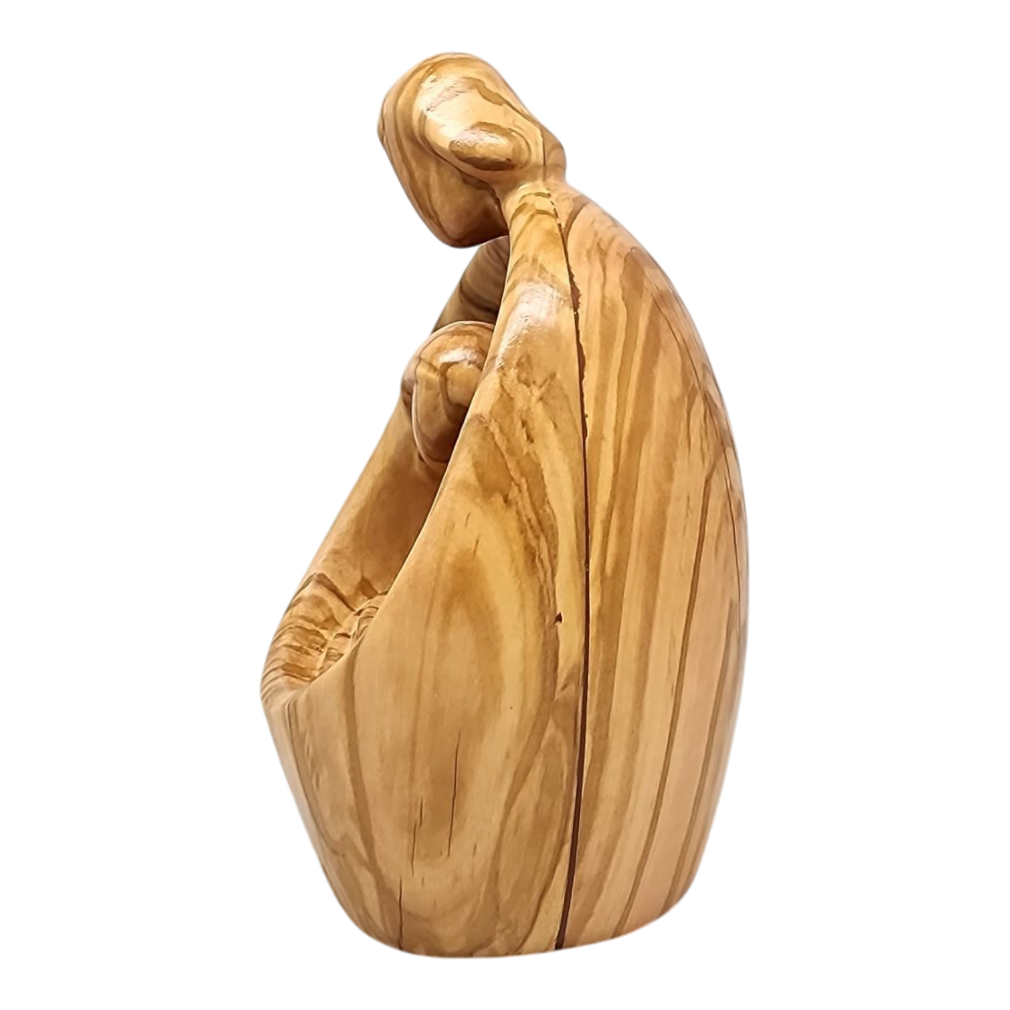 Modern Style Holy Family Carved Nativity - Olive Wood - 6.75 Inch