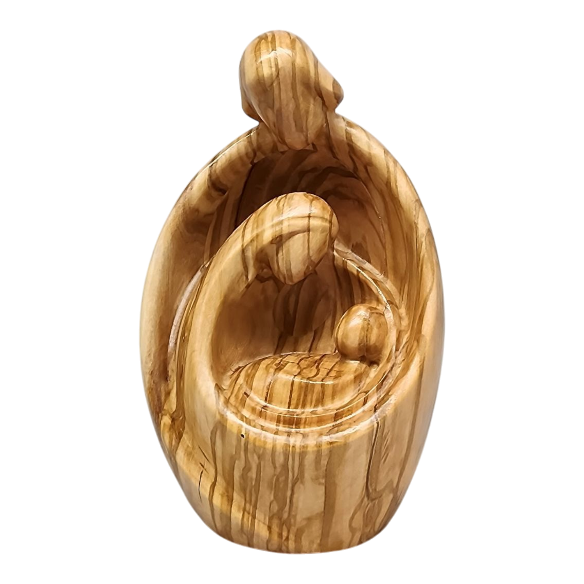 Modern Style Holy Family Carved Nativity - Olive Wood - 6.75 Inch
