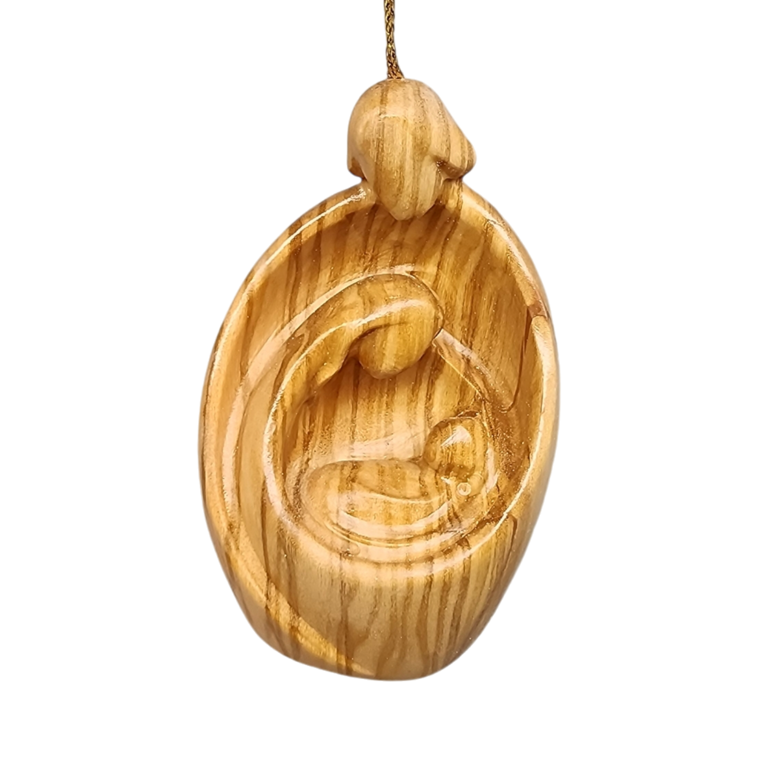 Modern Style Nativity Scene Ornament - Olive Wood - 3.5 Inch