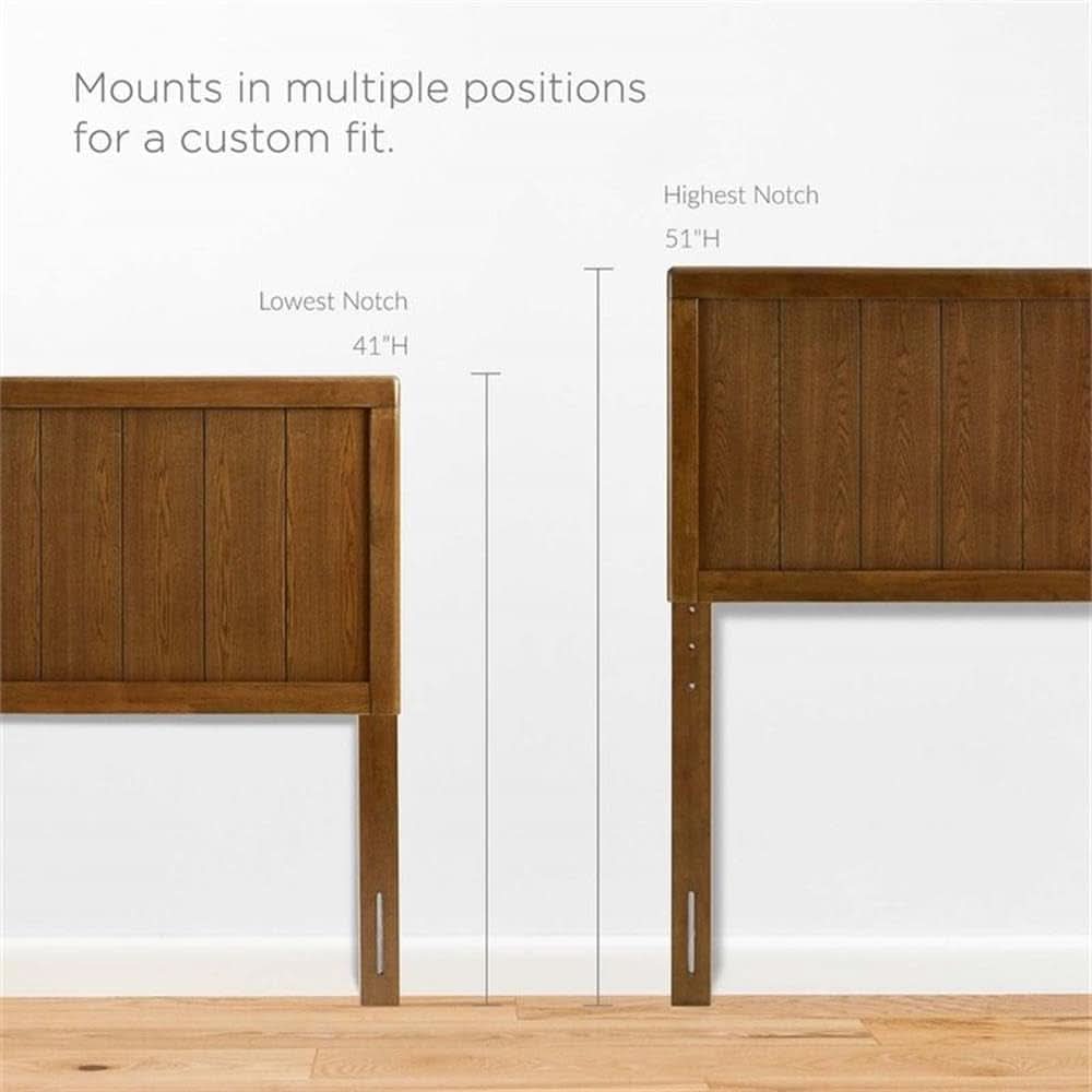 Modern Walnut Rubberwood King Headboard with Panel Detail